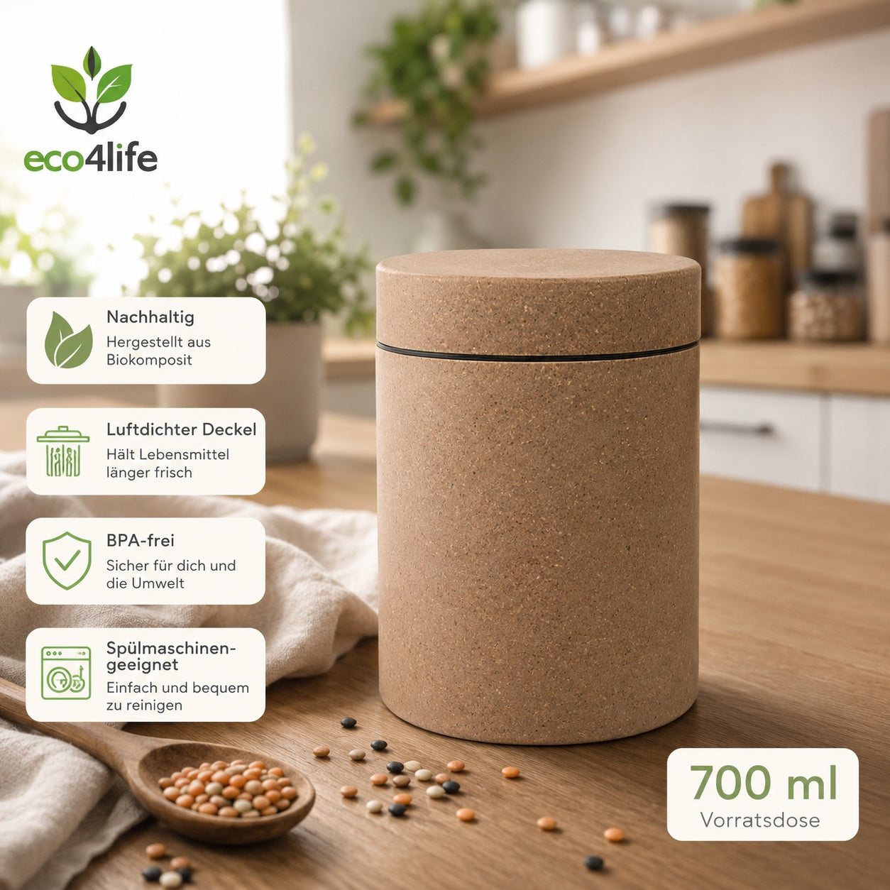 Vorratsdose mit luftdichtem Deckel 700 ml