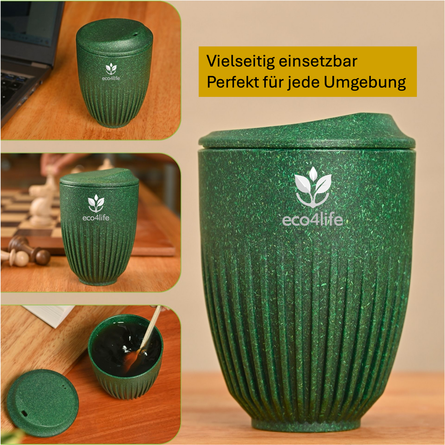 Retro Kaffeebecher mit Deckel 350 ml