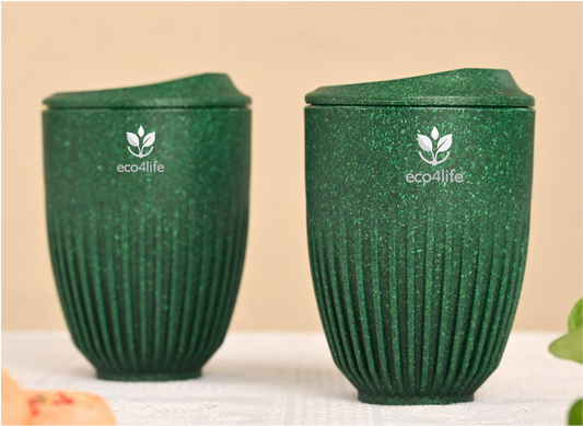 Retro Kaffeebecher mit Deckel 350 ml
