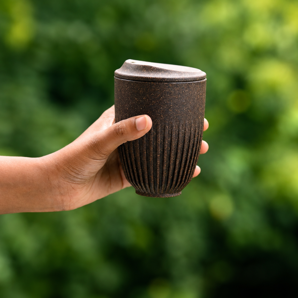 Retro Kaffeebecher mit Deckel 350 ml